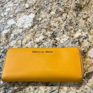 Michael Kors Mustard Yellow Zip Wallet